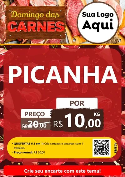 Modelo de Cartaz para Cartaz A4 Vertical com o tema Domingo das Carnes para Açougue