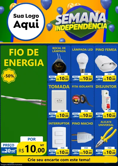 Modelo de Encarte para Encarte A4 Vertical com o tema Semana da Independência para Materiais Elétricos