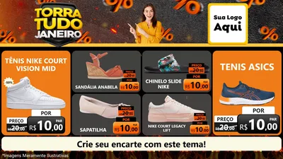 Modelo de TV para TV Horizontal com o tema Torra Tudo Janeiro para Calçados