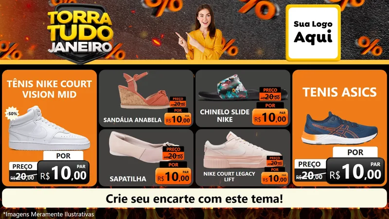 Modelo de TV para TV Horizontal com o tema Torra Tudo Janeiro para Calçados
