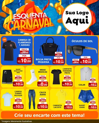 Modelo de Rede Social para Feed Instagram com o tema Esquenta de Carnaval para Roupas e acessórios