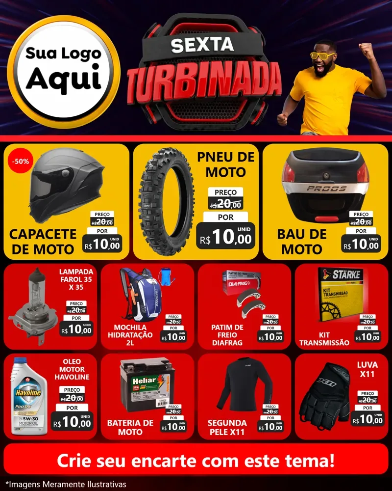 Modelo de Rede Social para Feed Instagram com o tema Sexta Turbinada para Moto peças