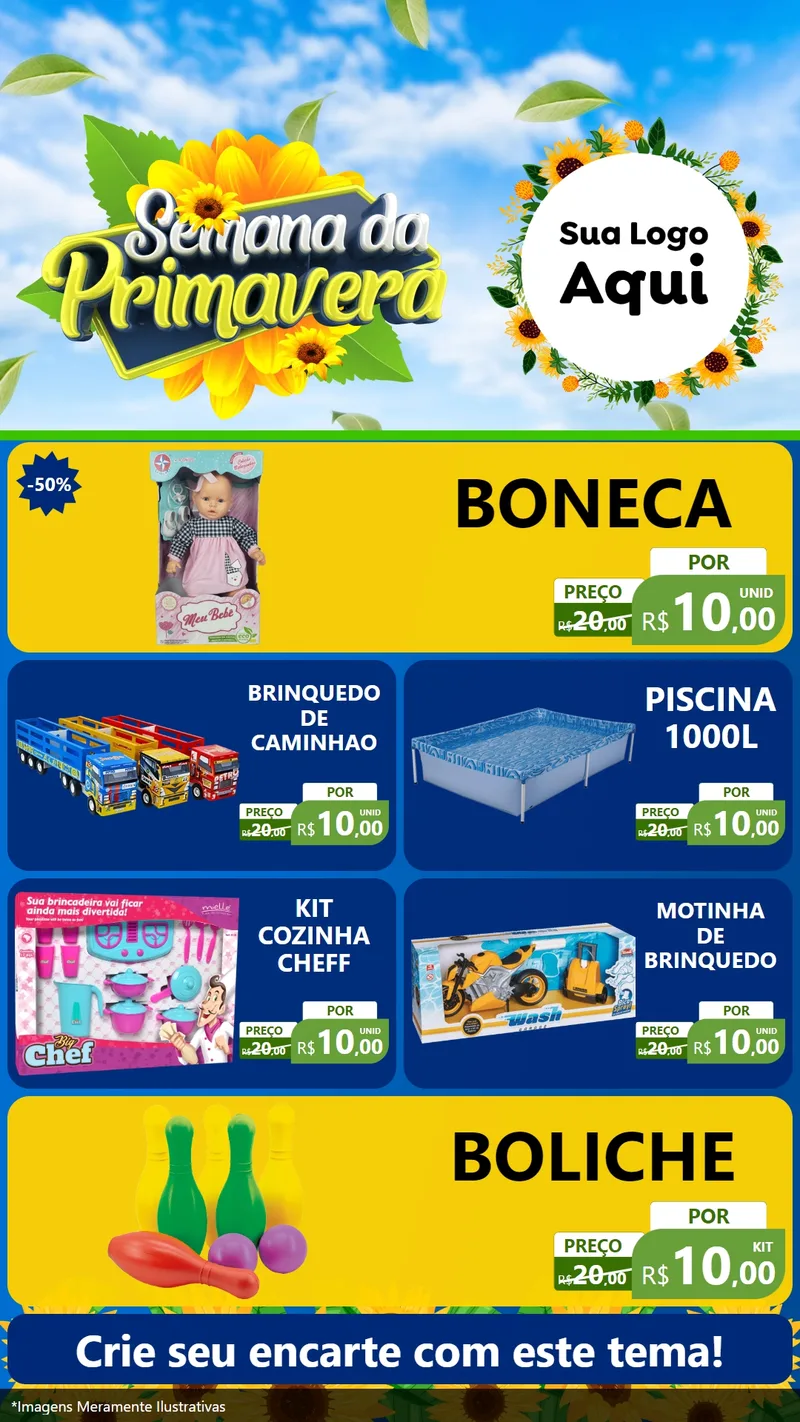 Modelo de TV para TV Vertical com o tema Semana da Primavera para Brinquedos