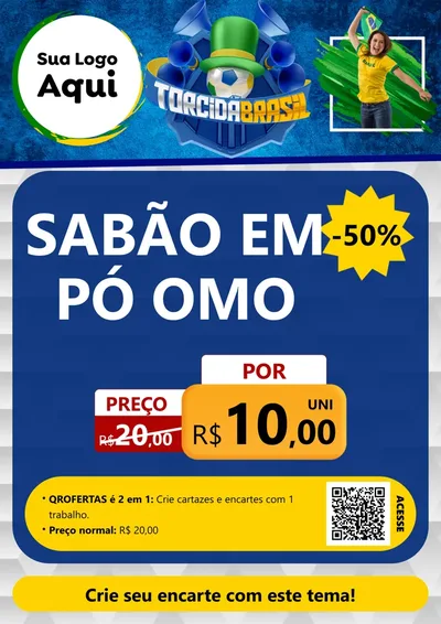 Modelo de Cartaz para Cartaz A4 Vertical com o tema Torcida Brasil - Copa para Produtos de Limpeza