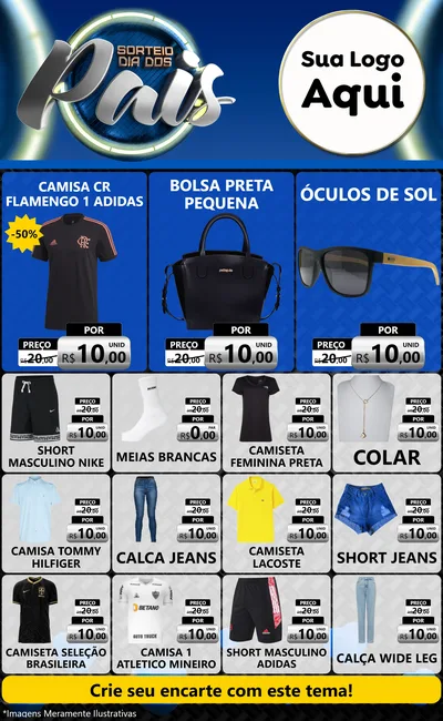 Modelo de Encarte para Encarte Grande com o tema Sorteio Dia Dos Pais para Roupas e acessórios
