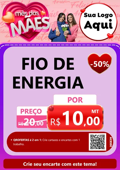 Modelo de Cartaz para Cartaz A4 Vertical com o tema Mês Das Mães para Materiais Elétricos