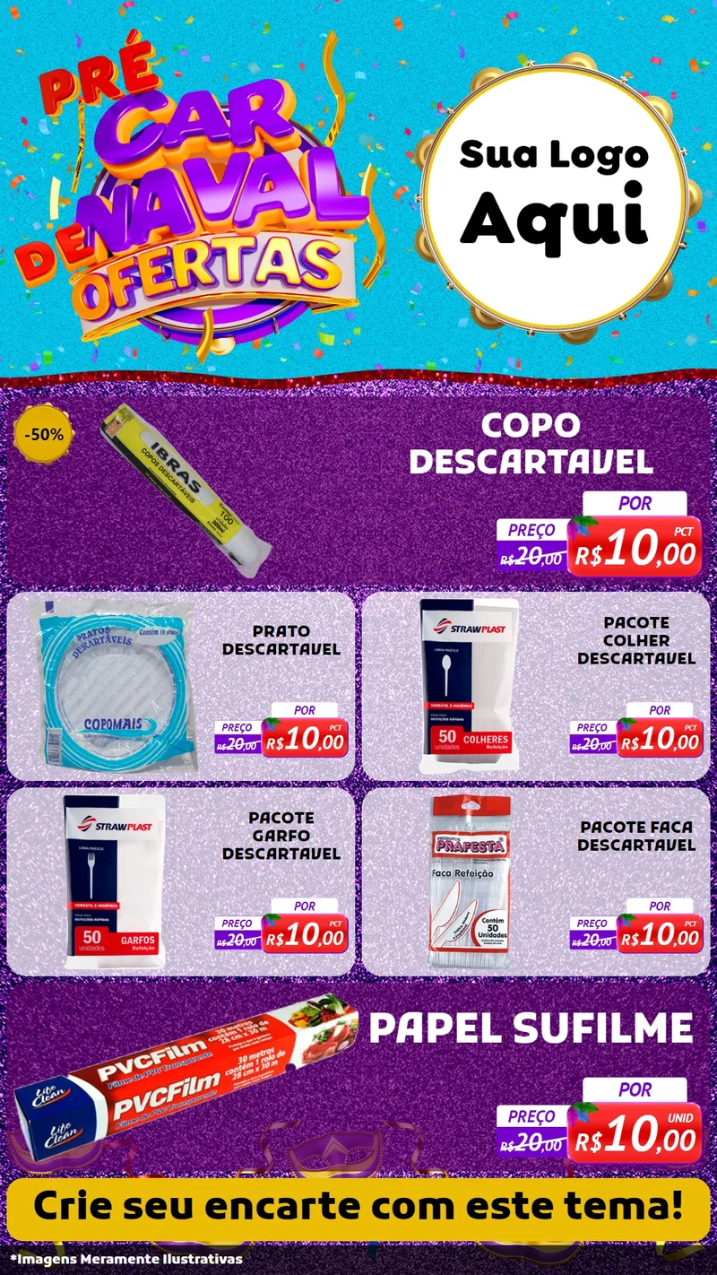 Modelo de TV para TV Vertical com o tema Pré Carnaval de Ofertas para Embalagens