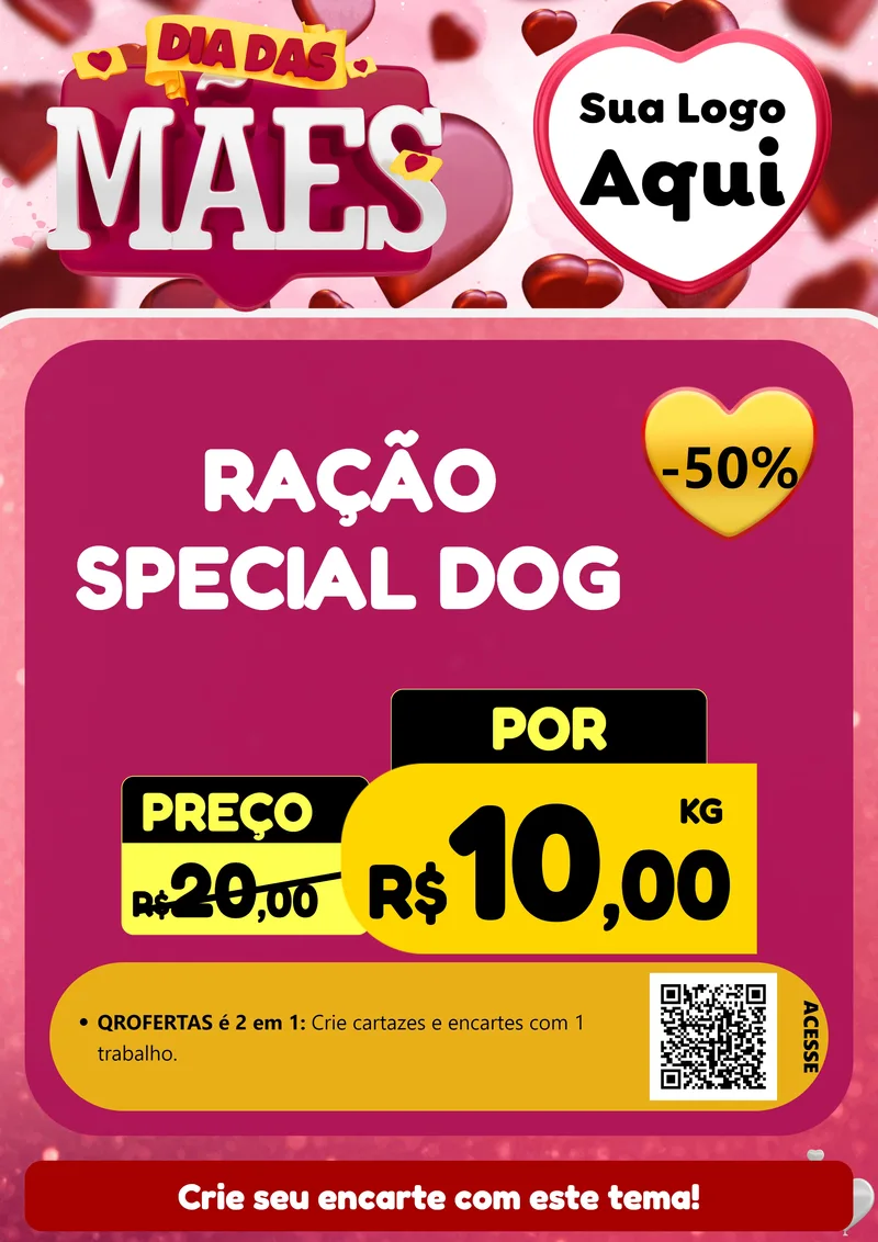 Modelo de Cartaz para Cartaz A4 Vertical com o tema Dia Das Mães para Pet Shop