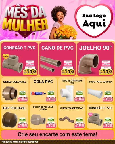 Modelo de Rede Social para Feed Instagram com o tema Mês da Mulher para Tubos e conexões