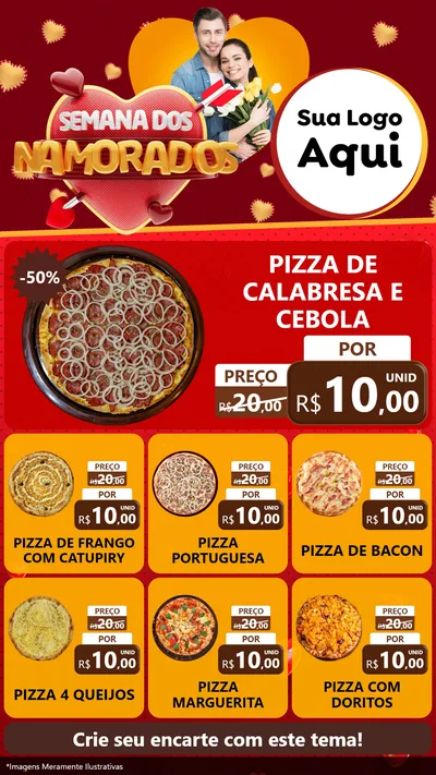 Modelo de Rede Social para Stories com o tema Semana dos Namorados para Pizzaria
