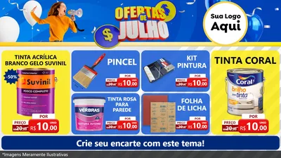 Modelo de TV para TV Horizontal com o tema Ofertas de Julho para Tintas e Ferramentas