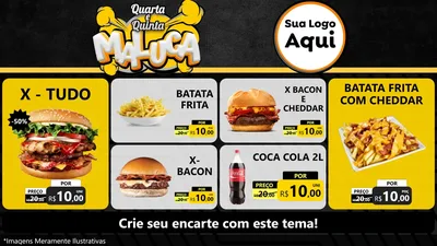 Modelo de TV para TV Horizontal com o tema Quarta e Quinta Maluca para Hamburgueria