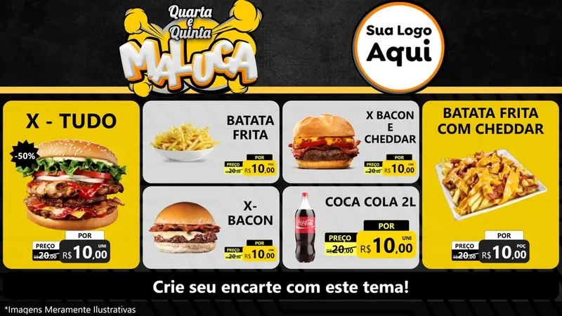 Modelo de TV para TV Horizontal com o tema Quarta e Quinta Maluca para Hamburgueria