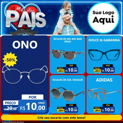 Modelo de Rede Social para Feed Facebook com o tema Mês Dos Pais para Óticas