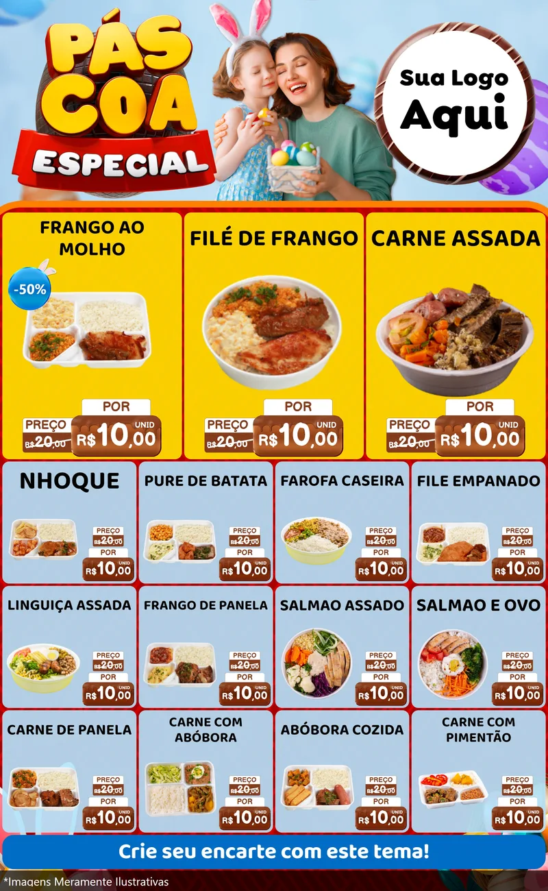 Modelo de Encarte para Encarte Grande com o tema Páscoa Especial para Restaurante