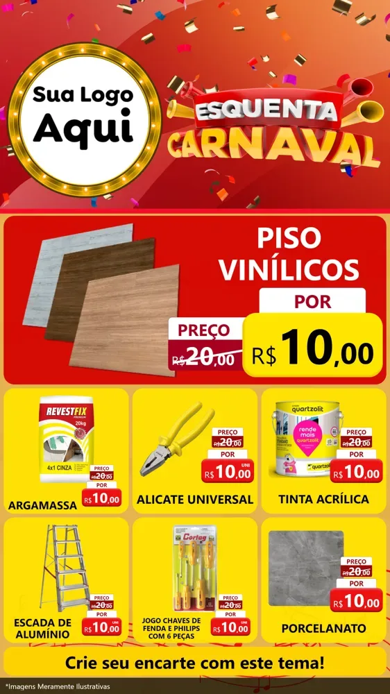 Modelo de Rede Social para Stories com o tema Esquenta Carnaval para Material para Construção