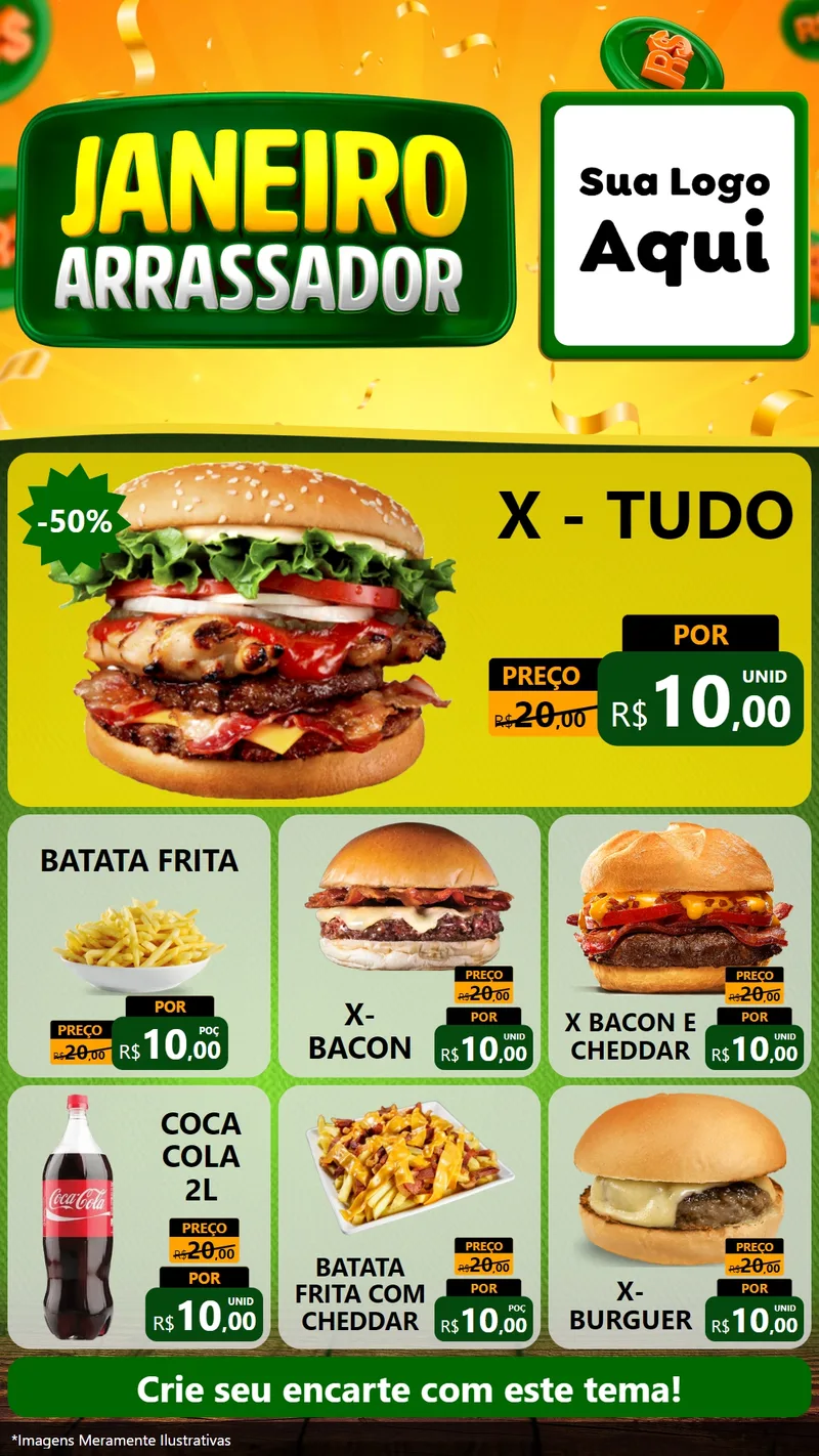 Modelo de Rede Social para Stories com o tema Janeiro Arrasador para Hamburgueria