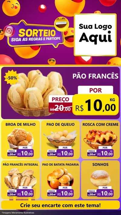 Modelo de Rede Social para Stories com o tema Sorteio para Padaria