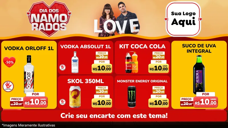 Modelo de TV para TV Horizontal com o tema Dia dos Namorados para Distribuidora de bebidas