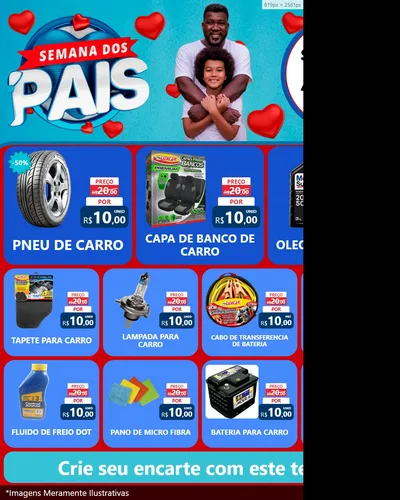 Modelo de Rede Social para Feed Instagram com o tema Semana Dos Pais para Auto peças