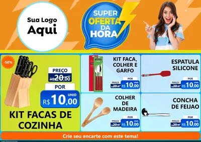 Modelo de Encarte para Encarte A4 Horizontal com o tema Super Oferta da Hora para Utilidades Domésticas