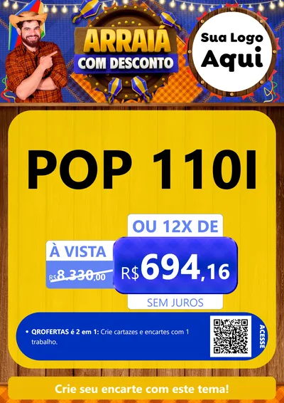 Modelo de Cartaz para Cartaz A4 Vertical com o tema Arraiá Com Desconto para Concessionaria de Motos