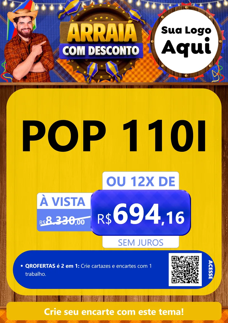 Modelo de Cartaz para Cartaz A4 Vertical com o tema Arraiá Com Desconto para Concessionaria de Motos