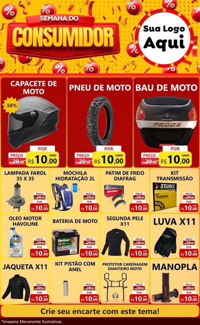 Modelo de Encarte para Encarte Grande com o tema Semana do Consumidor para Moto peças