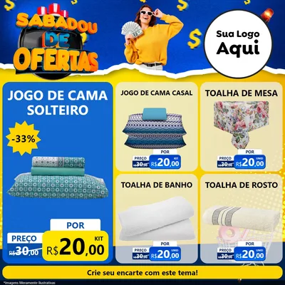 Modelo de Rede Social para Feed Facebook com o tema Sabadou de Ofertas para Cama, Mesa e Banho