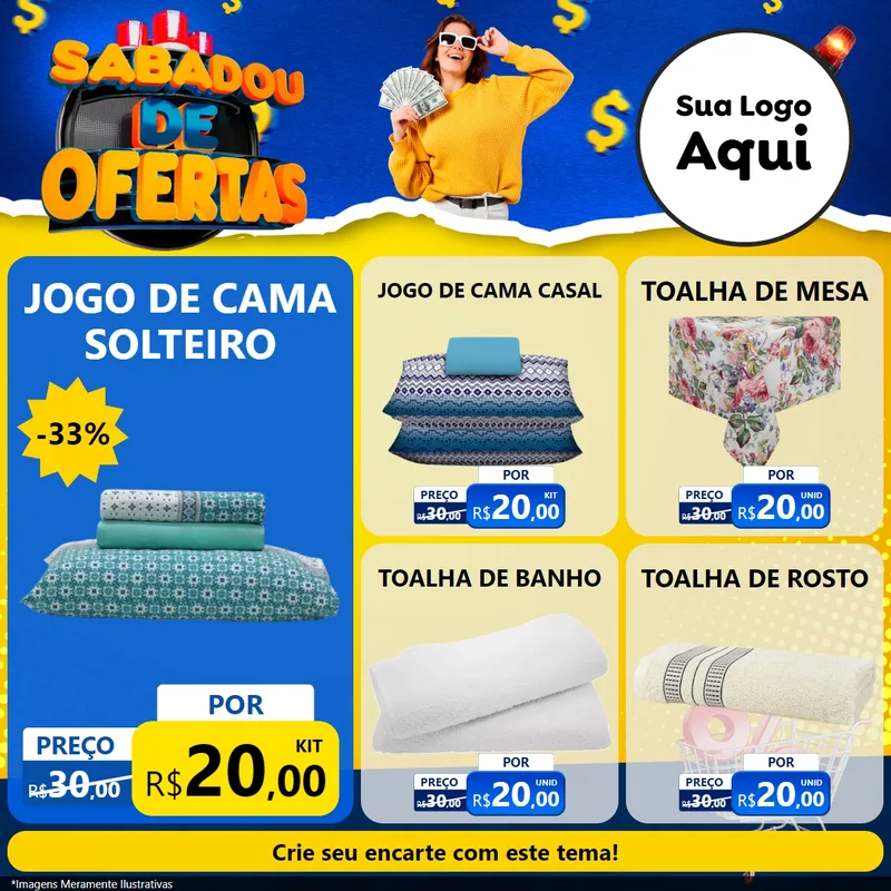 Modelo de Rede Social para Feed Facebook com o tema Sabadou de Ofertas para Cama, Mesa e Banho
