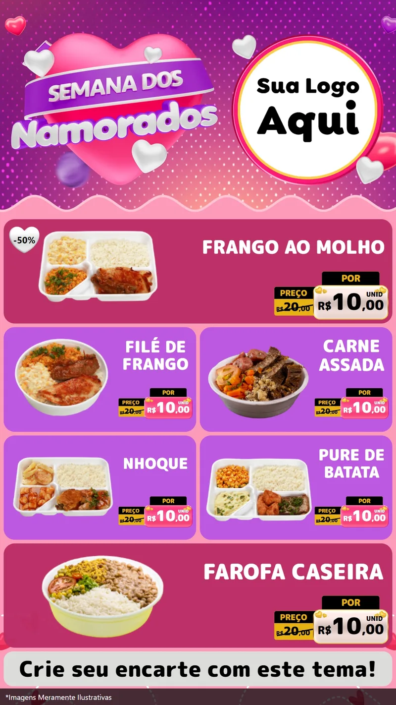 Modelo de TV para TV Vertical com o tema Semana dos Namorados para Restaurante