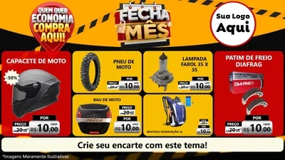 Modelo de TV para TV Horizontal com o tema Fecha Mês para Moto peças