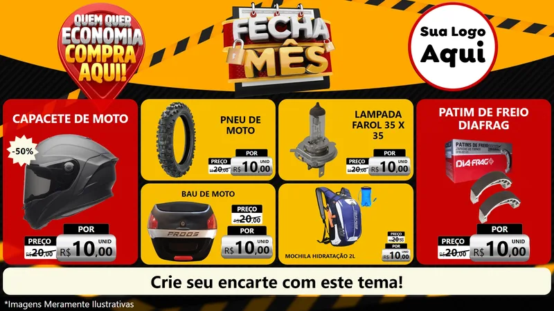 Modelo de TV para TV Horizontal com o tema Fecha Mês para Moto peças