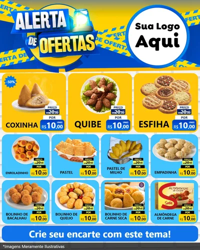 Modelo de Rede Social para Feed Instagram com o tema Alerta de Ofertas para Salgadaria