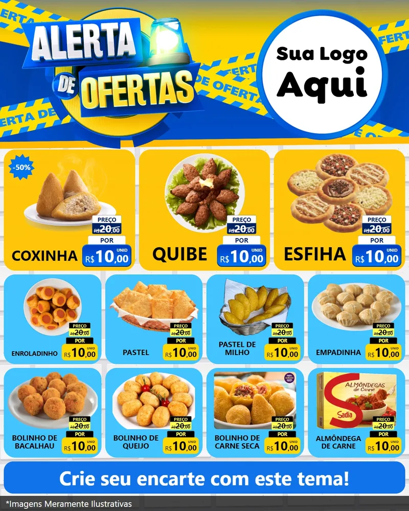 Modelo de Rede Social para Feed Instagram com o tema Alerta de Ofertas para Salgadaria