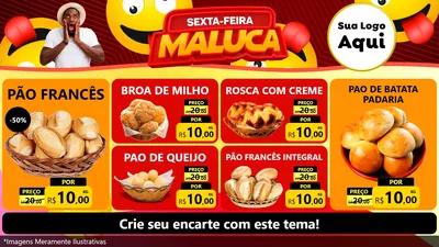 Modelo de TV para TV Horizontal com o tema Sexta-feira Maluca para Padaria