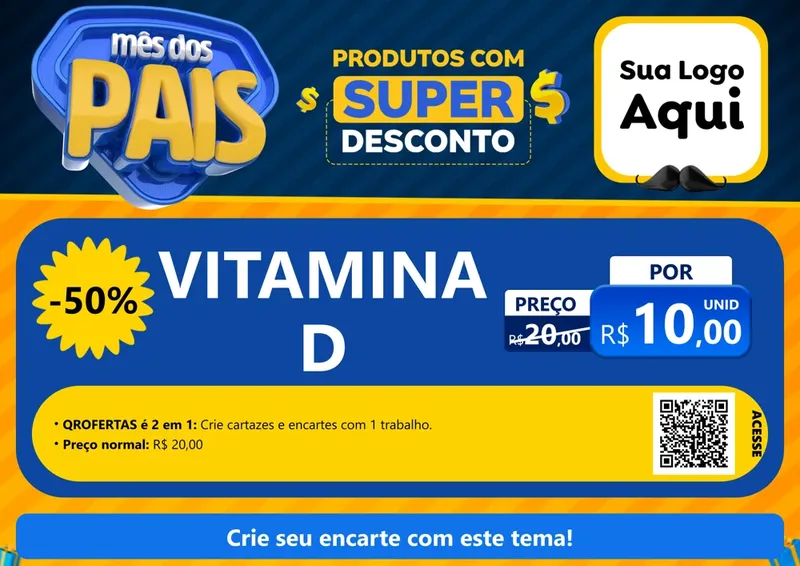 Modelo de Cartaz para Cartaz A4 Horizontal com o tema Mês dos Pais para Farmácia
