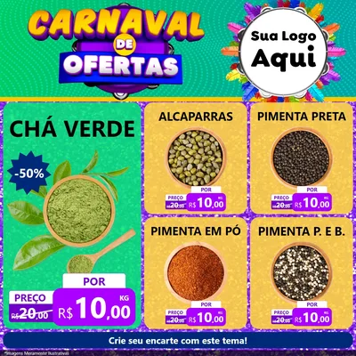 Modelo de Rede Social para Feed Facebook com o tema Carnaval de Ofertas para Produtos Naturais