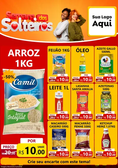 Modelo de Encarte para Encarte A4 Vertical com o tema Semana dos Solteiros para Supermercado