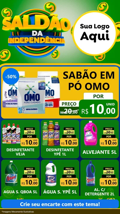 Modelo de Rede Social para Stories com o tema Saldão da Indepêndencia para Produtos de Limpeza