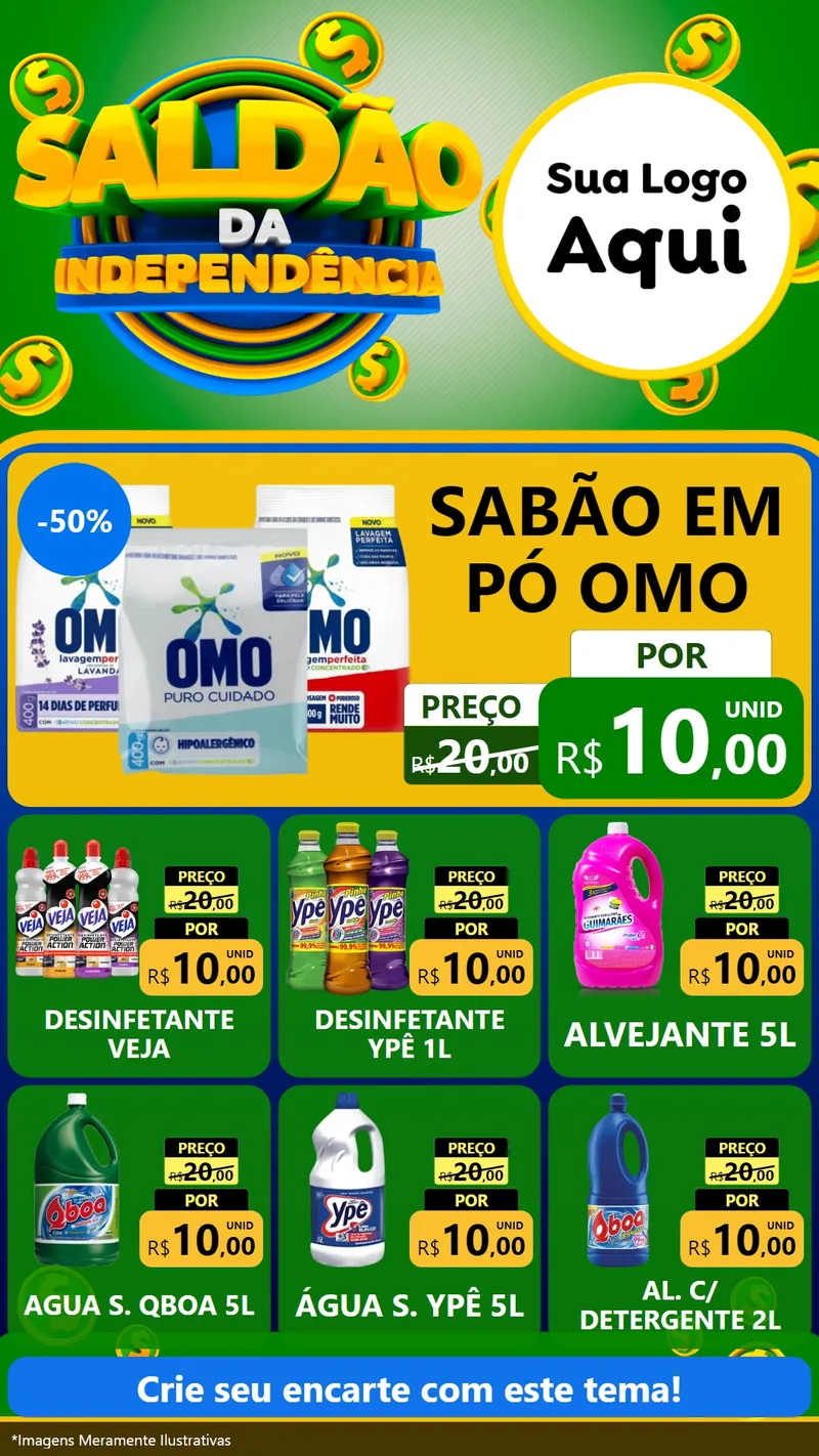 Modelo de Rede Social para Stories com o tema Saldão da Indepêndencia para Produtos de Limpeza