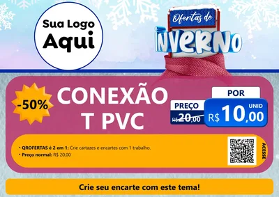 Modelo de Cartaz para Cartaz A4 Horizontal com o tema Ofertas de Inverno para Tubos e conexões