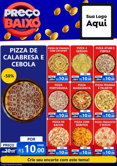 Modelo de Encarte para Encarte A4 Vertical com o tema Preço Baixo para Pizzaria