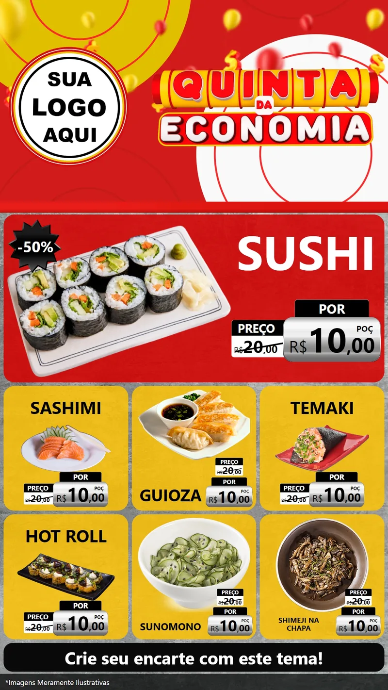 Modelo de Rede Social para Stories com o tema Quinta da Economia para Comida japonesa