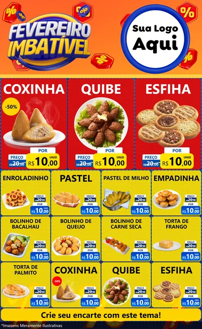 Modelo de Encarte para Encarte Grande com o tema Fevereiro Imbatível para Salgadaria