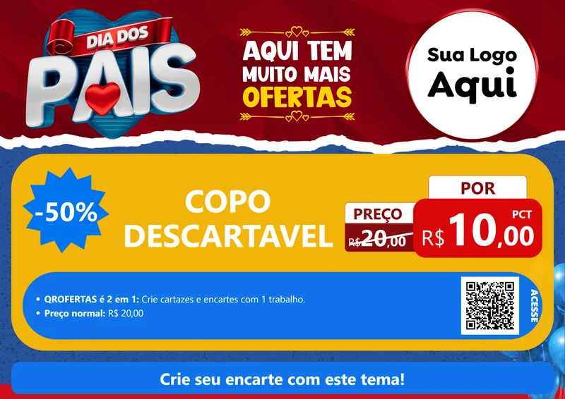 Modelo de Cartaz para Cartaz A4 Horizontal com o tema Dia dos Pais para Embalagens