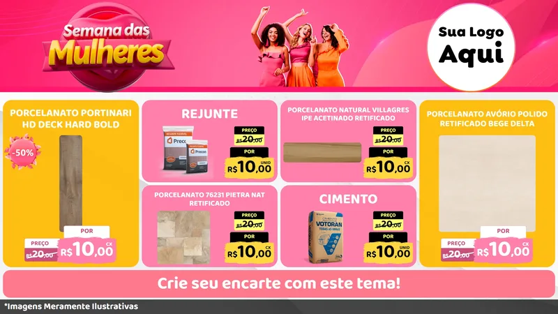Modelo de TV para TV Horizontal com o tema Semana das Mulheres para Pisos e revestimentos