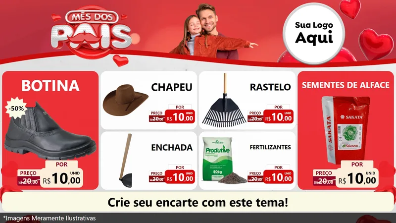 Modelo de TV para TV Horizontal com o tema Mês dos Pais para Agropecuária