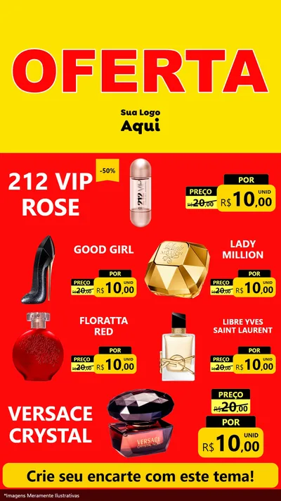 Modelo de TV para TV Vertical com o tema OFERTA - Vermelho Cartaz para Perfumes