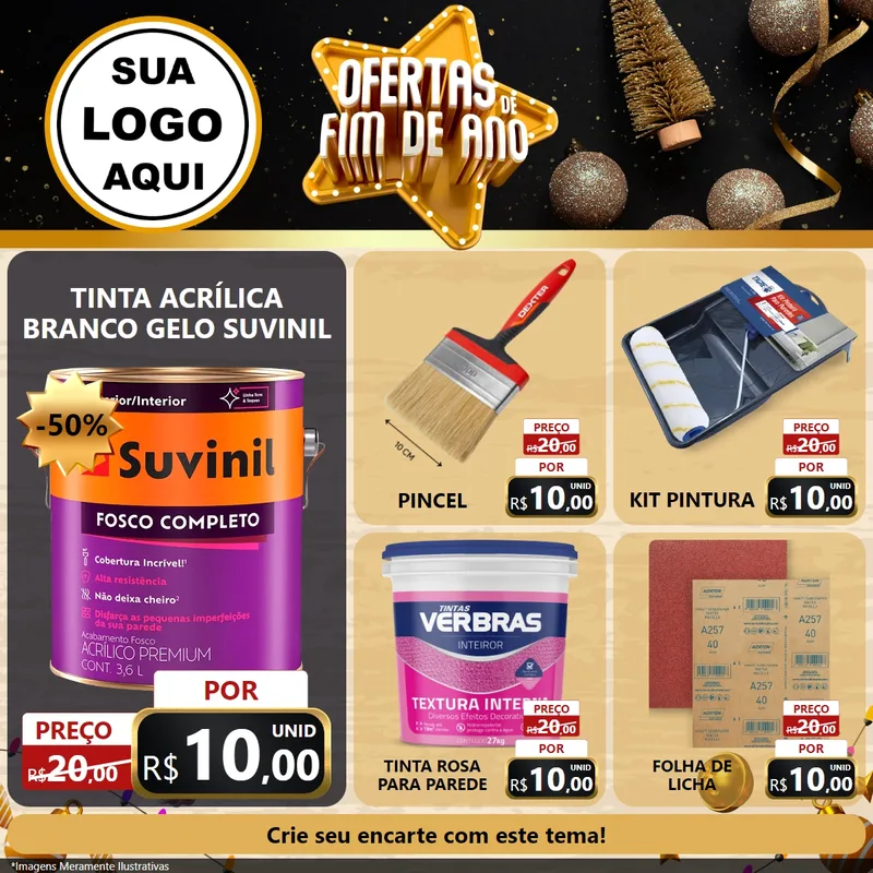 Modelo de Rede Social para Feed Facebook com o tema Ofertas de Fim de Ano para Tintas e Ferramentas